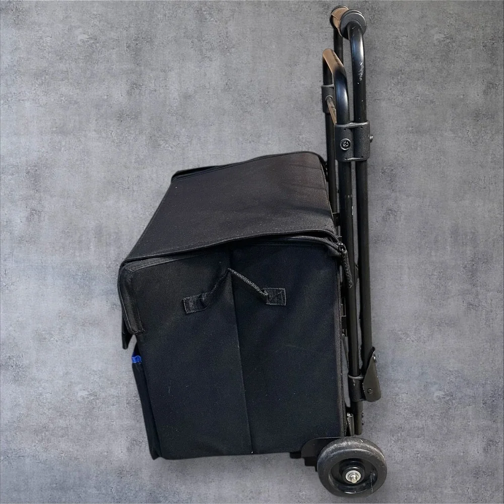 Creative Memories Rolling Tote Bag w/ Collapsible‎ Cart Black Vintage Scrapbook